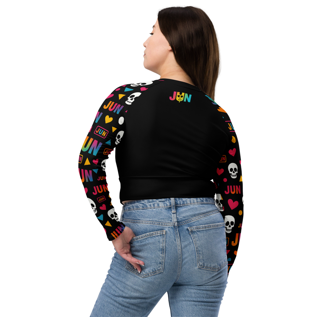 Sweet to the Bone 03 – Pop Skull Party Recycled Long-Sleeve Crop Top