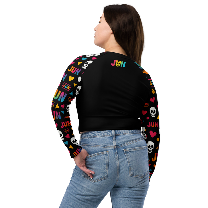 Sweet to the Bone 03 – Pop Skull Party Recycled Long-Sleeve Crop Top