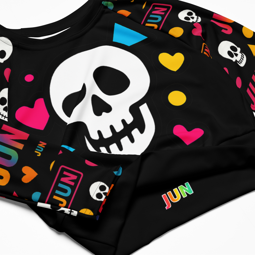 Sweet to the Bone 03 – Pop Skull Party Recycled Long-Sleeve Crop Top