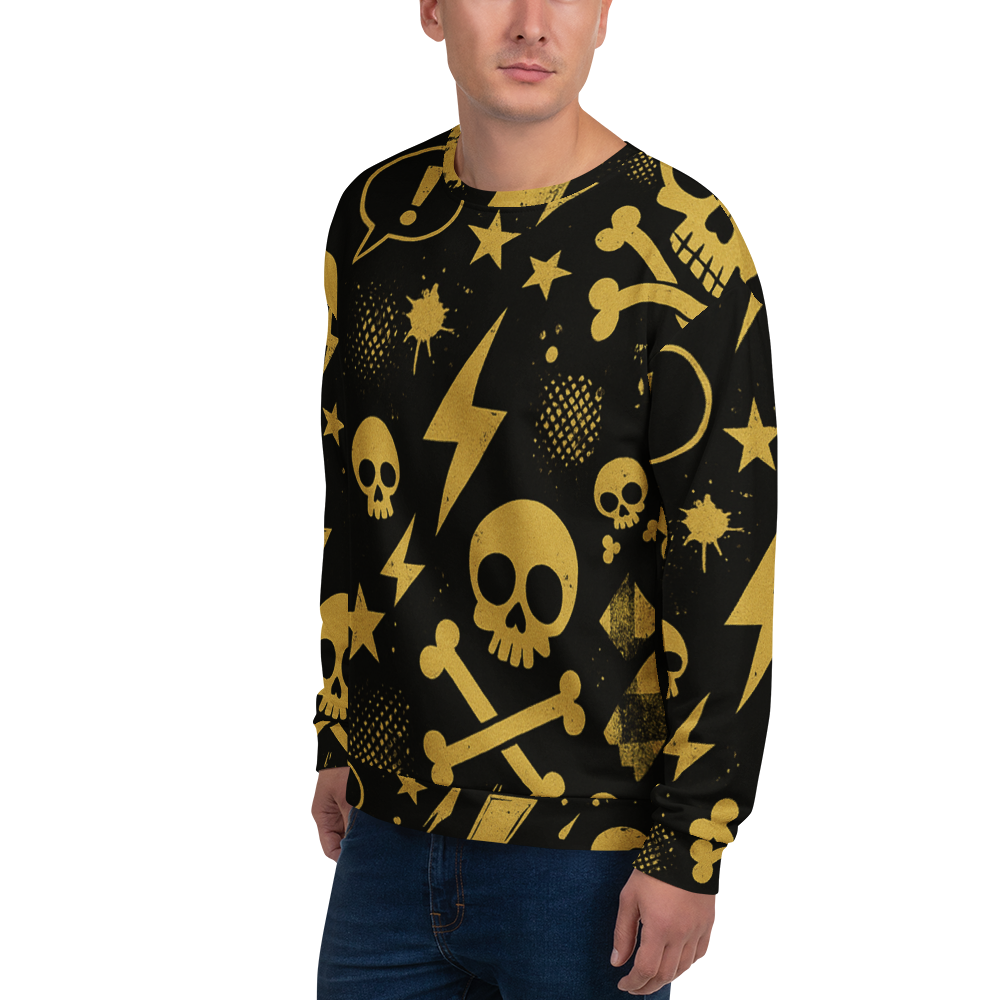 SKULL ROYALE 03 – Gold & Black（Unisex Recycled Sweatshirt）