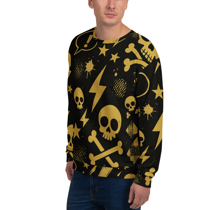 SKULL ROYALE 03 – Gold & Black（Unisex Recycled Sweatshirt）