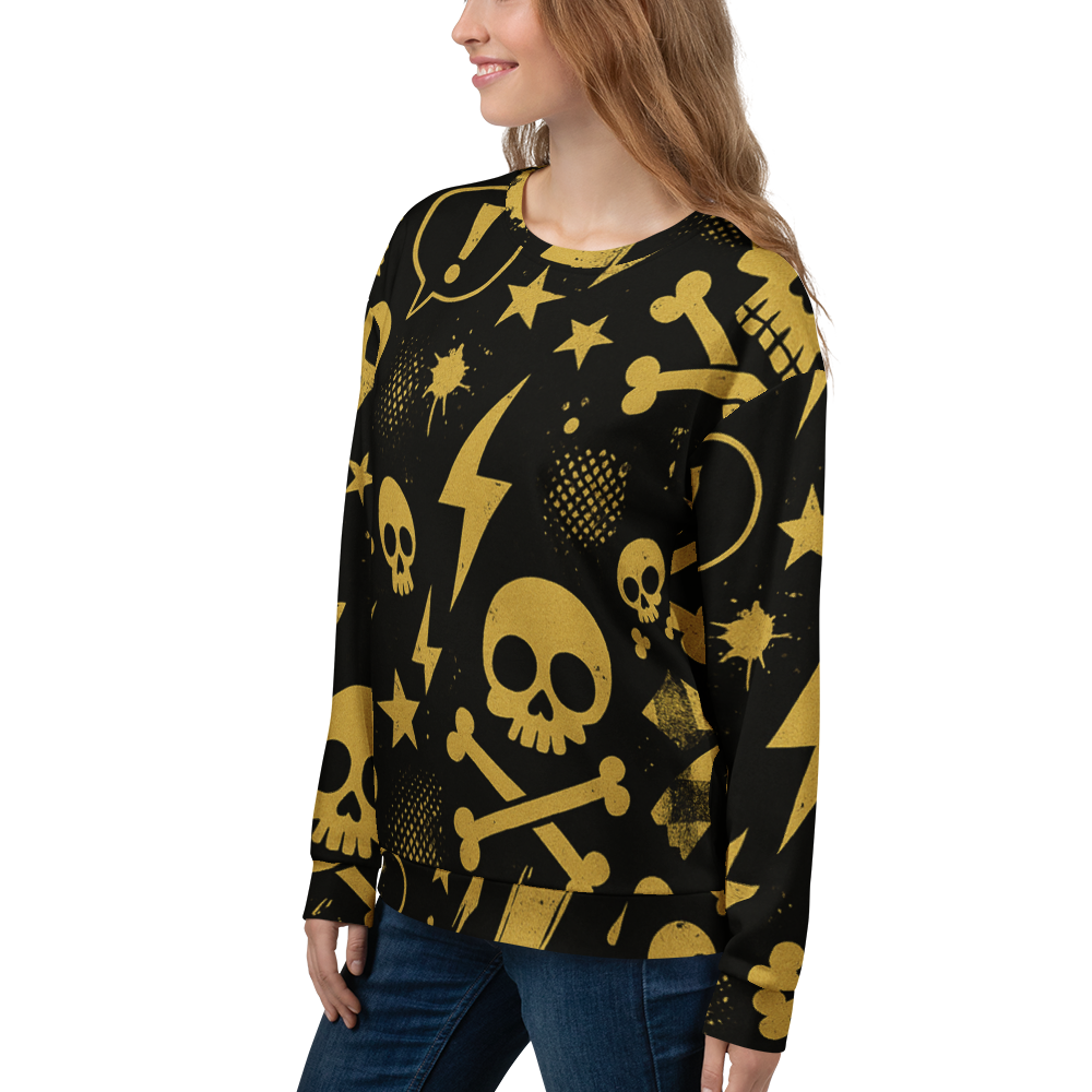 SKULL ROYALE 03 – Gold & Black（Unisex Recycled Sweatshirt）