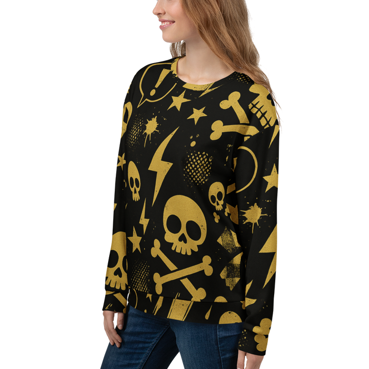 SKULL ROYALE 03 – Gold & Black（Unisex Recycled Sweatshirt）