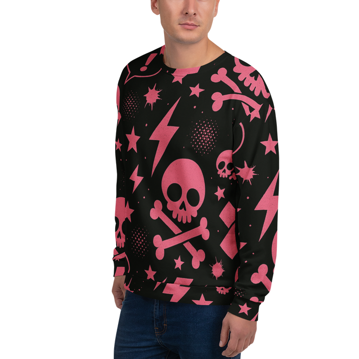 PINK PUNK 03 – Stencil Skull（Unisex Recycled Sweatshirt）