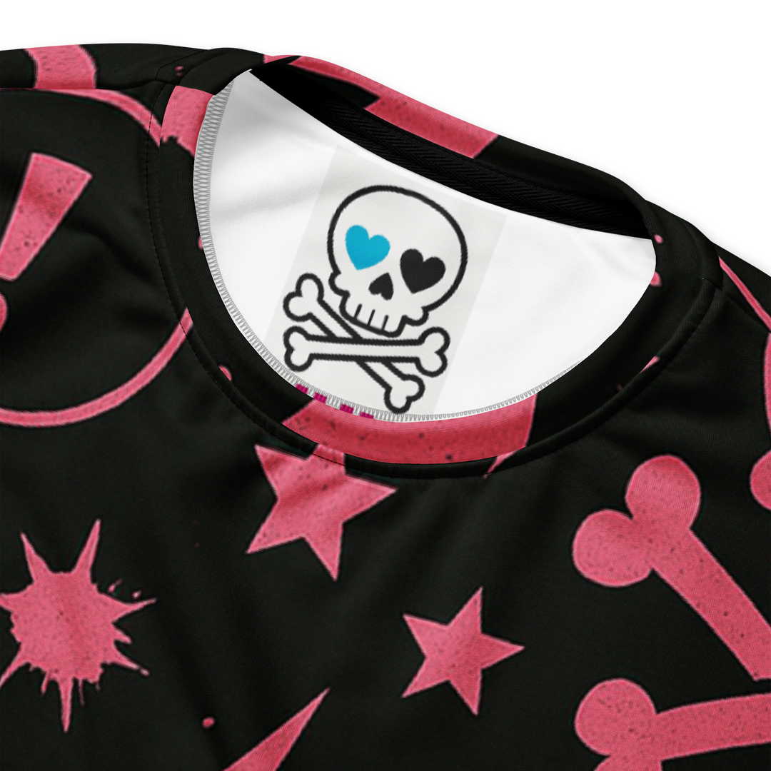 PINK PUNK 03 – Stencil Skull（Unisex Recycled Sweatshirt）