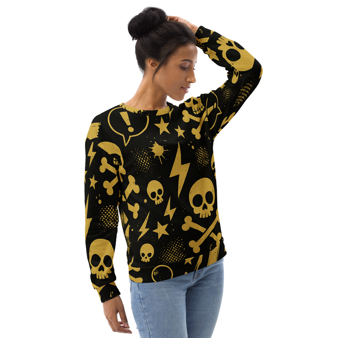 SKULL ROYALE 03 – Gold & Black（Unisex Recycled Sweatshirt）