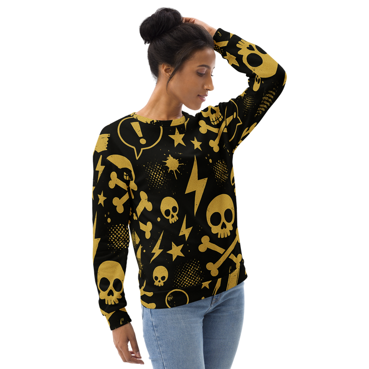 SKULL ROYALE 03 – Gold & Black（Unisex Recycled Sweatshirt）