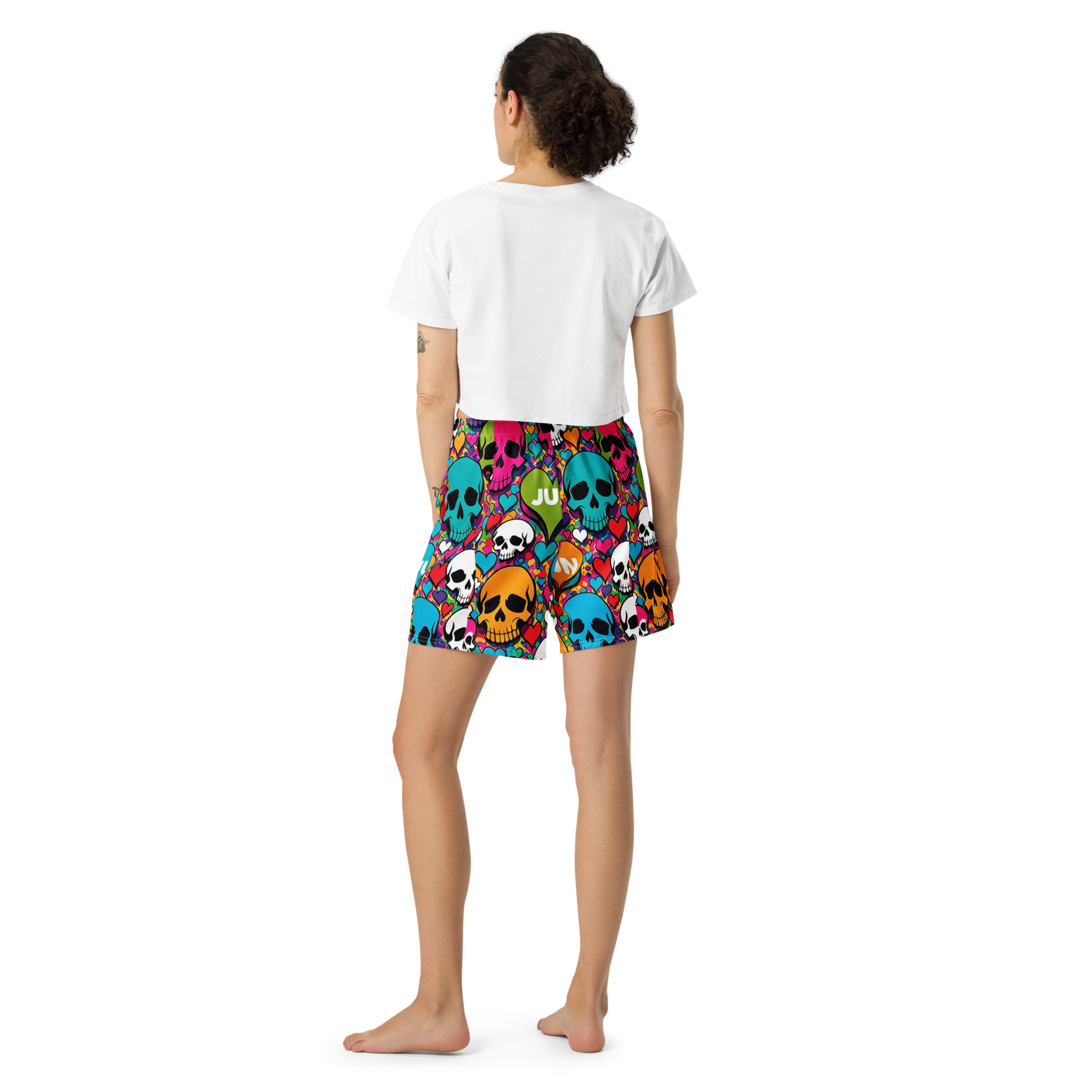 RISE ABOVE 01 POP SKULL Unisex Athletic Long Shorts