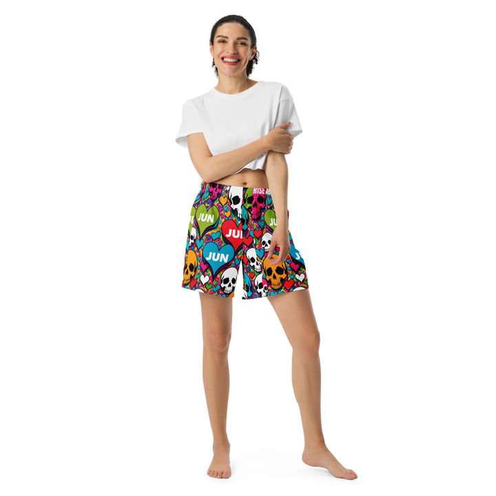 RISE ABOVE 01 POP SKULL Unisex Athletic Long Shorts