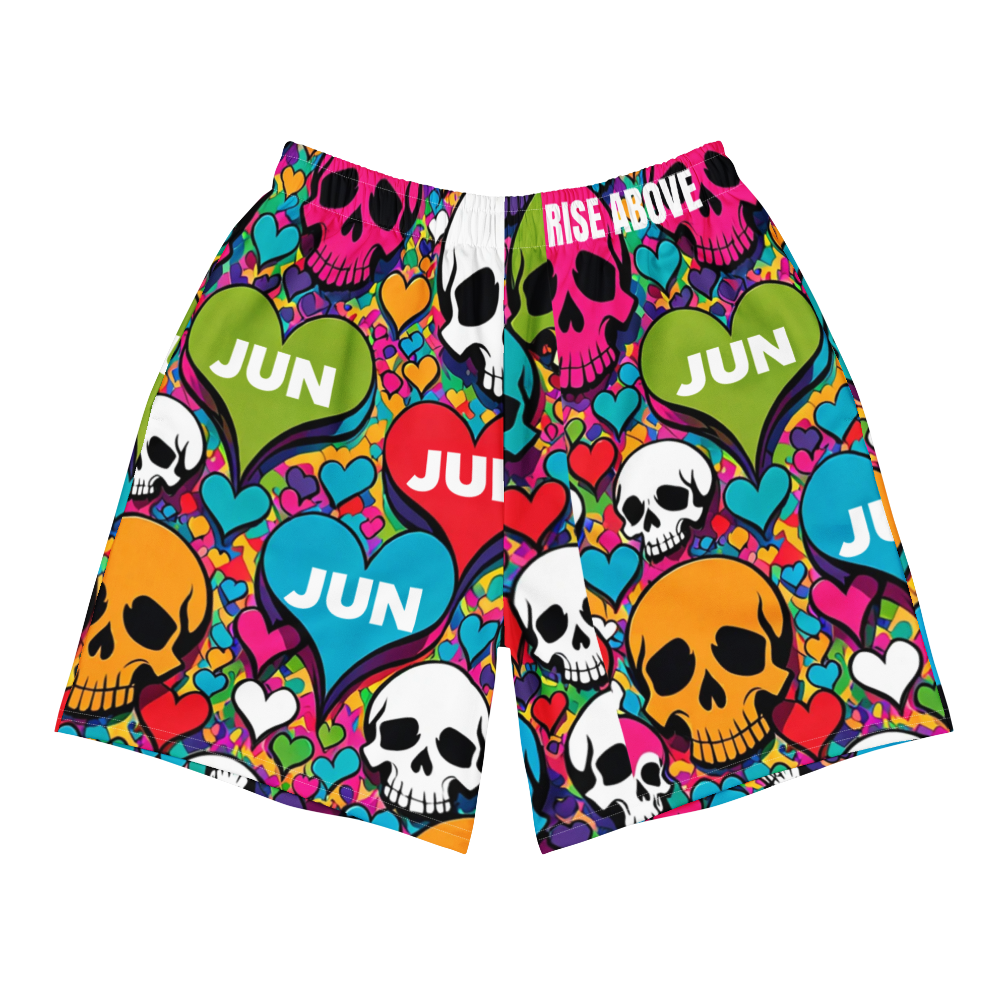 RISE ABOVE 01 POP SKULL Unisex Athletic Long Shorts