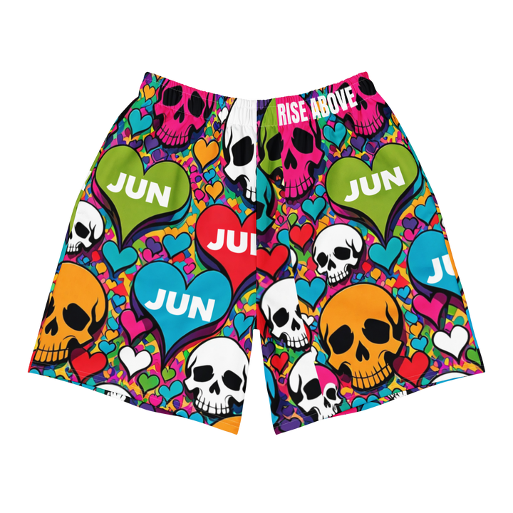 RISE ABOVE 01 POP SKULL Unisex Athletic Long Shorts