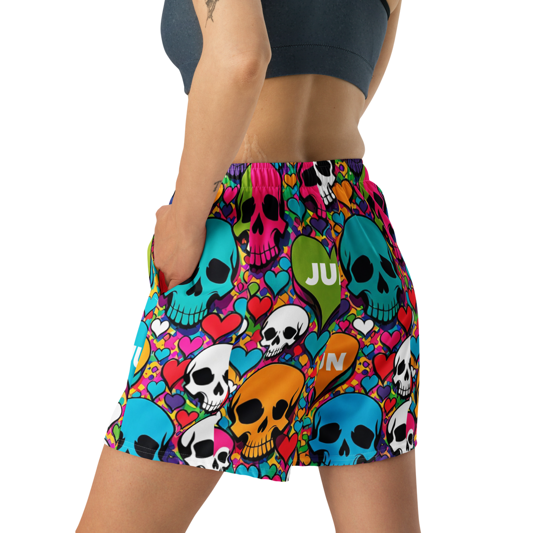 RISE ABOVE 01 POP SKULL Unisex Athletic Long Shorts