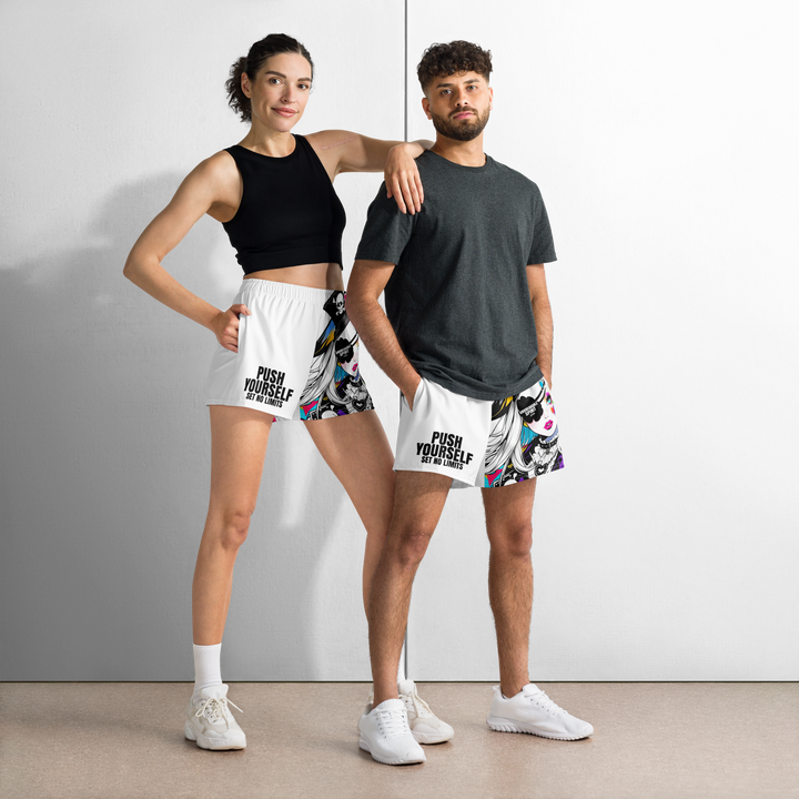 UNBREAKABLE SPIRIT 02 – JUN Unisex Athletic Shorts [White]