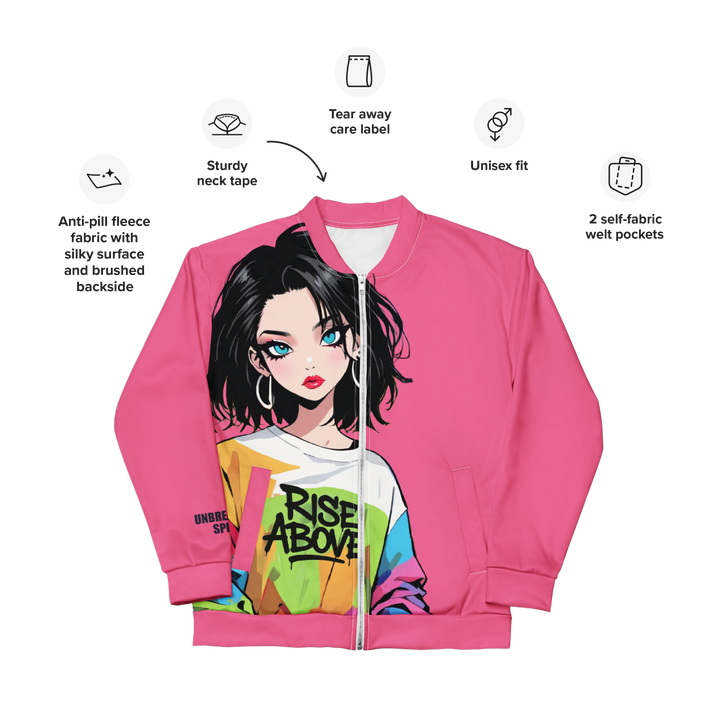 RISE ABOVE｜Unisex Bomber Jacket / Hearton Pink
