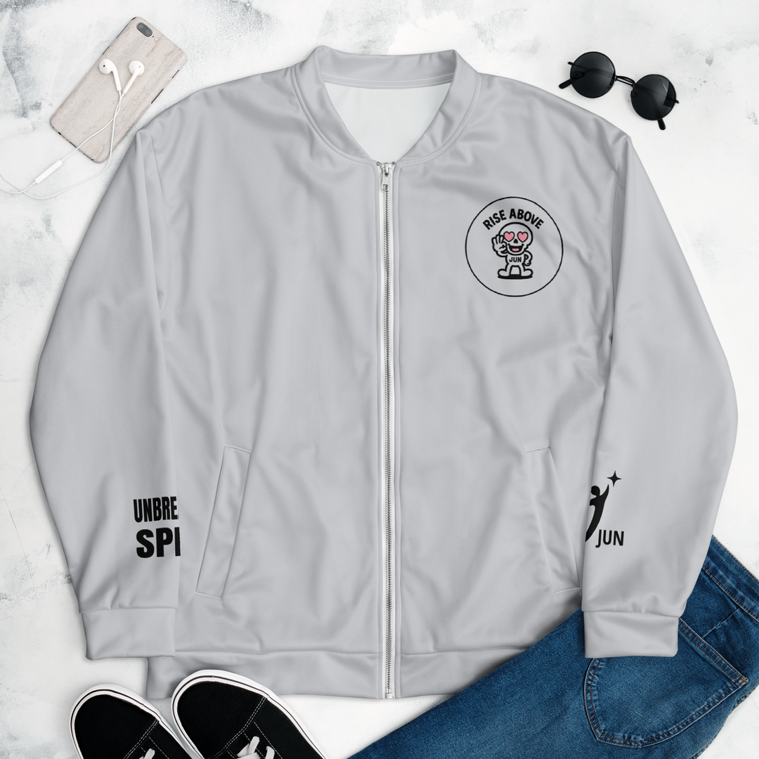 RISE ABOVE 03｜Unisex Bomber Jacket – MILK WHITE
