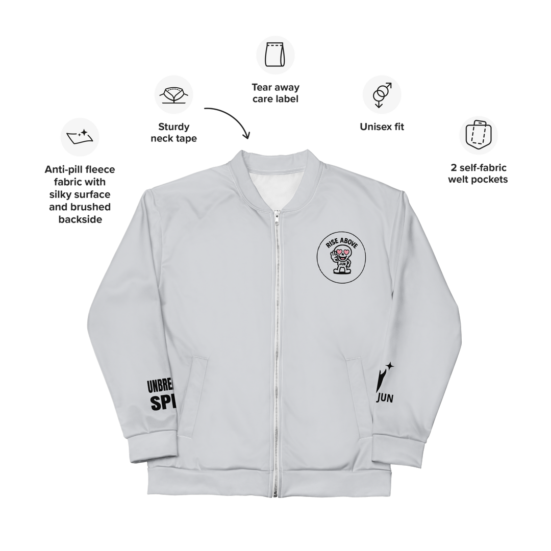 RISE ABOVE 03｜Unisex Bomber Jacket – MILK WHITE