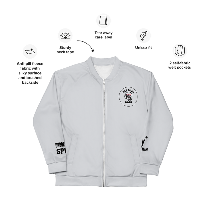 RISE ABOVE 03｜Unisex Bomber Jacket – MILK WHITE