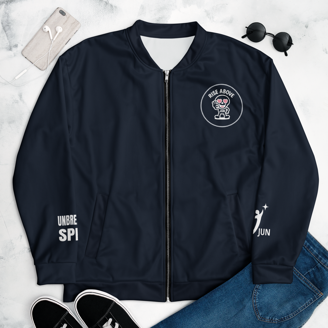 RISE ABOVE 02｜Unisex Bomber Jacket – OBSIDIAN NAVY