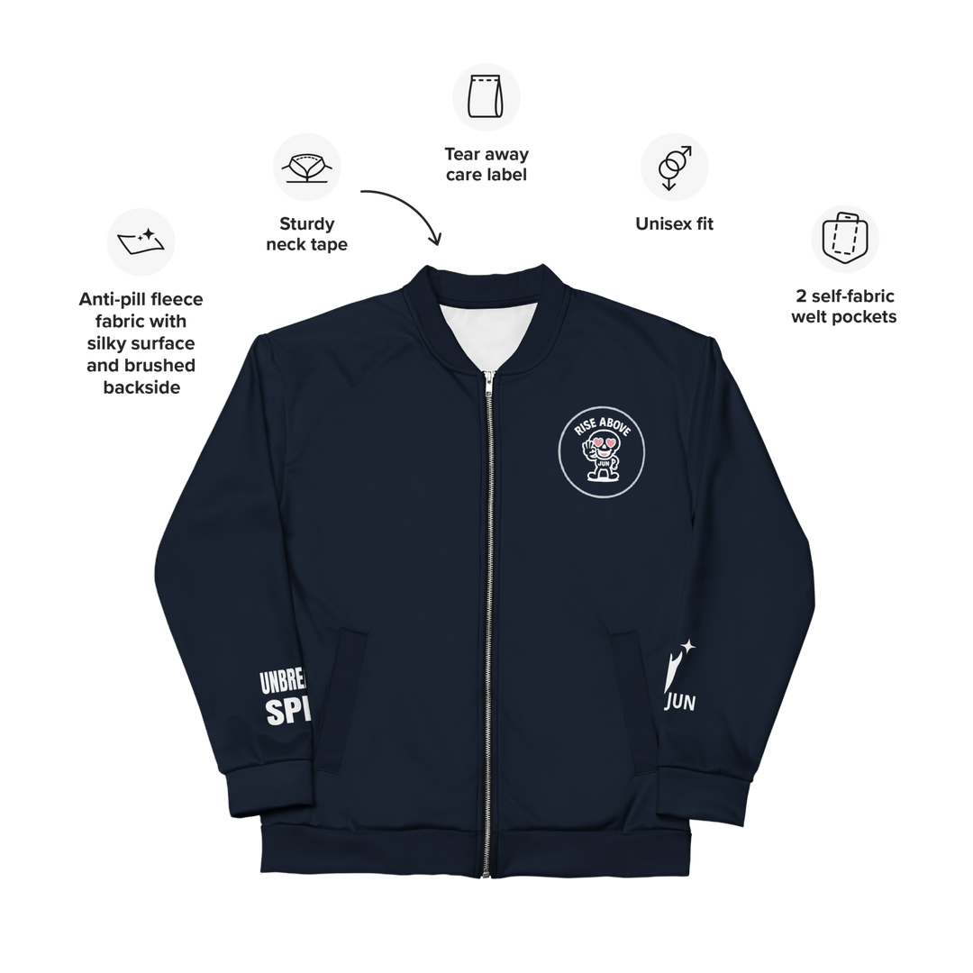 RISE ABOVE 02｜Unisex Bomber Jacket – OBSIDIAN NAVY
