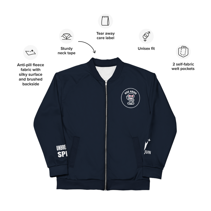 RISE ABOVE 02｜Unisex Bomber Jacket – OBSIDIAN NAVY
