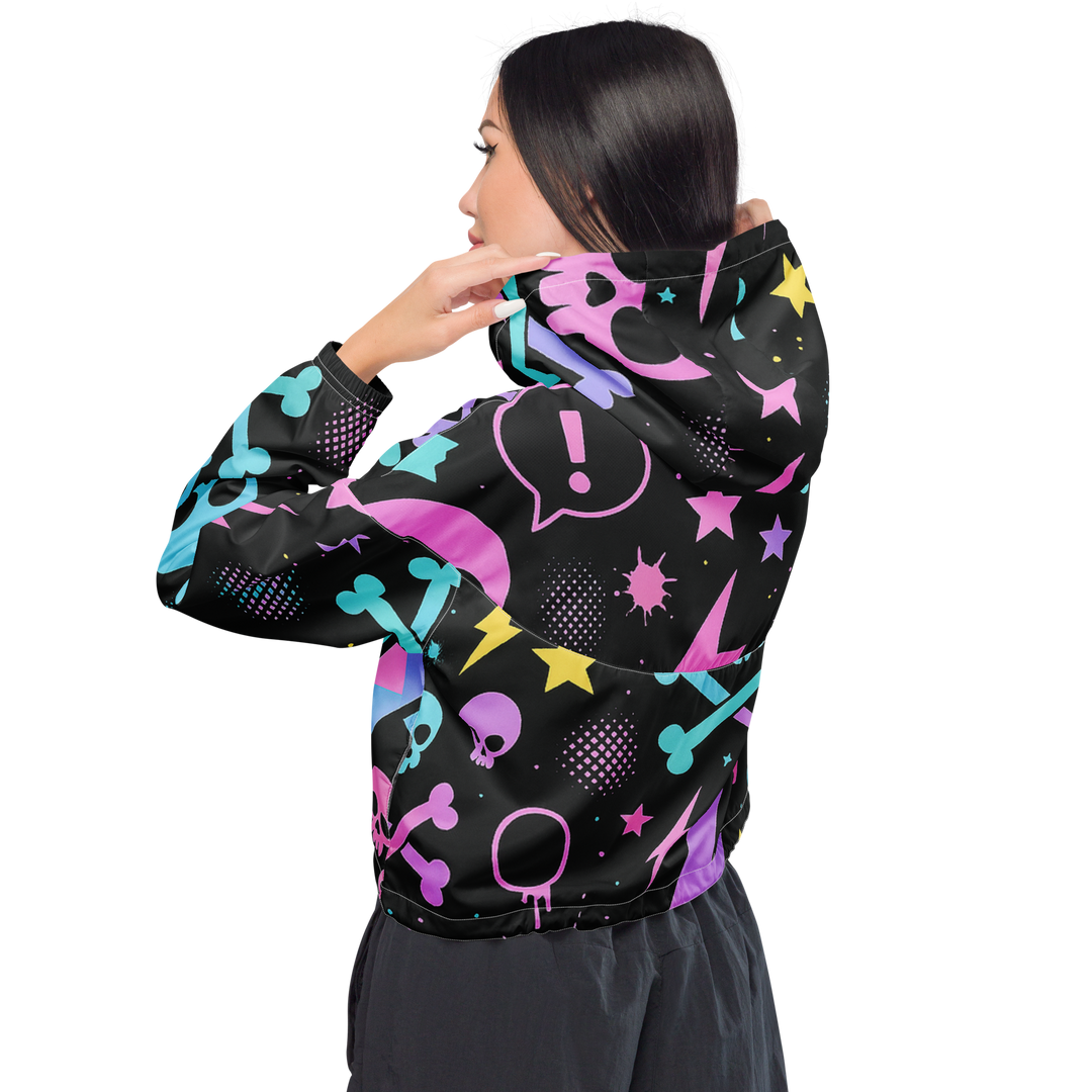 PASTEL NIGHT 02 – Kawaii Skull (Women’s Cropped Windbreaker)