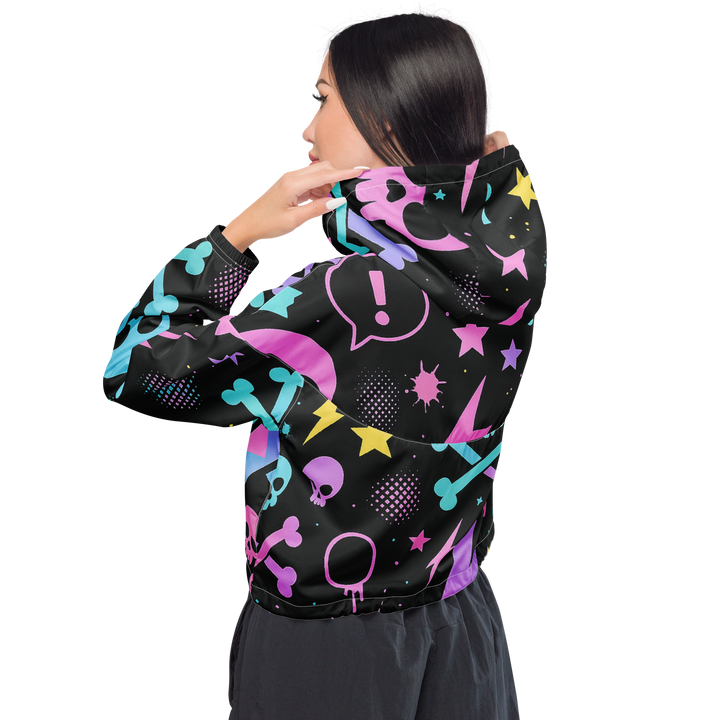 PASTEL NIGHT 02 – Kawaii Skull (Women’s Cropped Windbreaker)