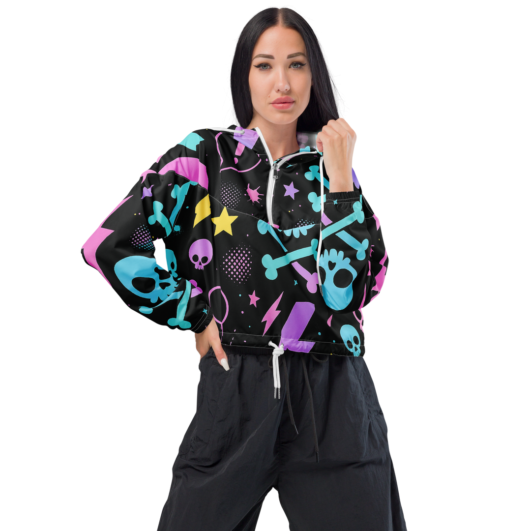 PASTEL NIGHT 02 – Kawaii Skull (Women’s Cropped Windbreaker)