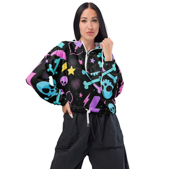 PASTEL NIGHT 02 – Kawaii Skull (Women’s Cropped Windbreaker)