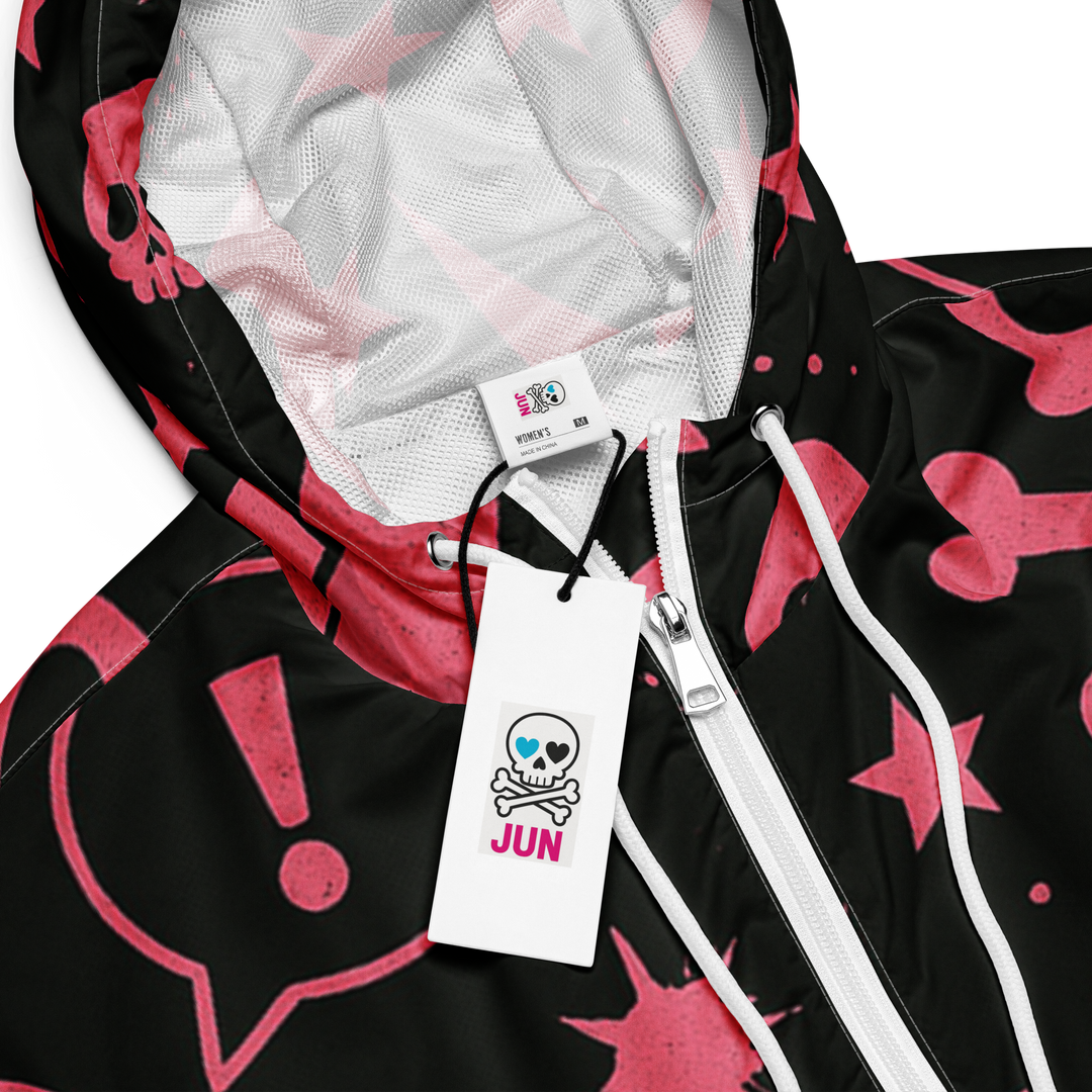 PINK PUNK 02 – Stencil Skull (Women’s Cropped Windbreaker)