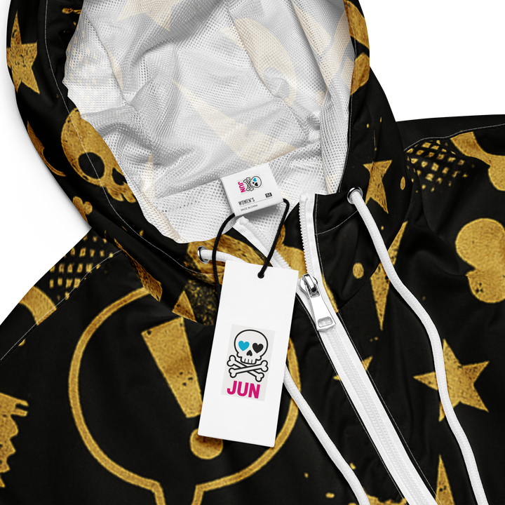 SKULL ROYALE 02 – Gold & Black (Women’s Cropped Windbreaker)