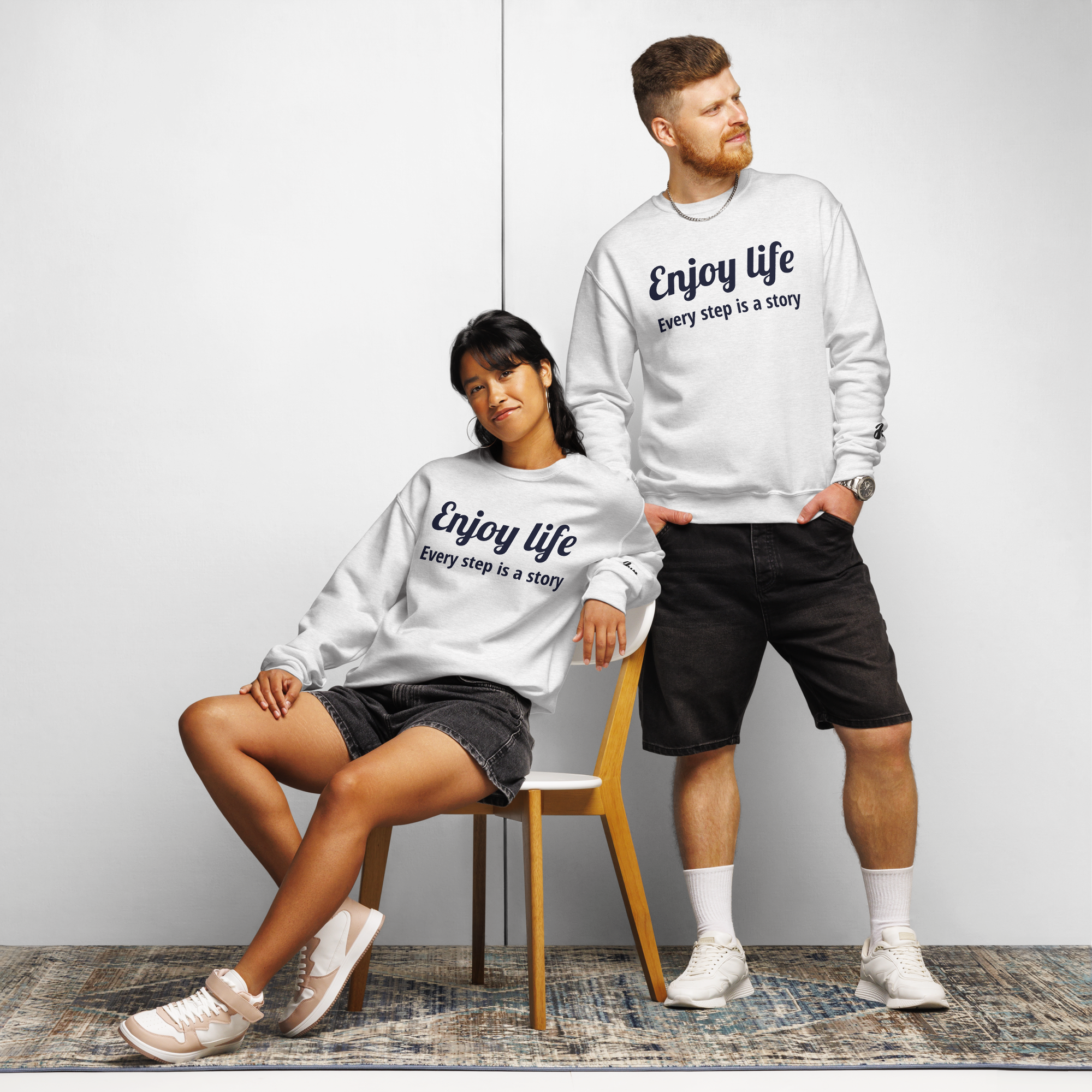 Enjoy Life 11 Crew neck sweatshirt White Grey