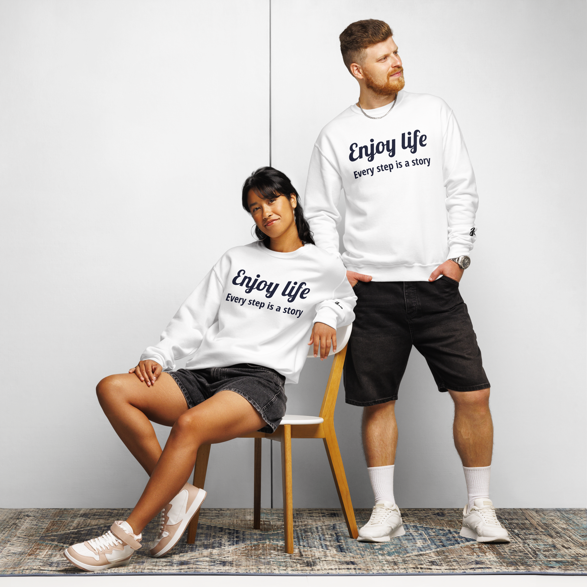 Enjoy Life 11 Crew neck sweatshirt White Grey