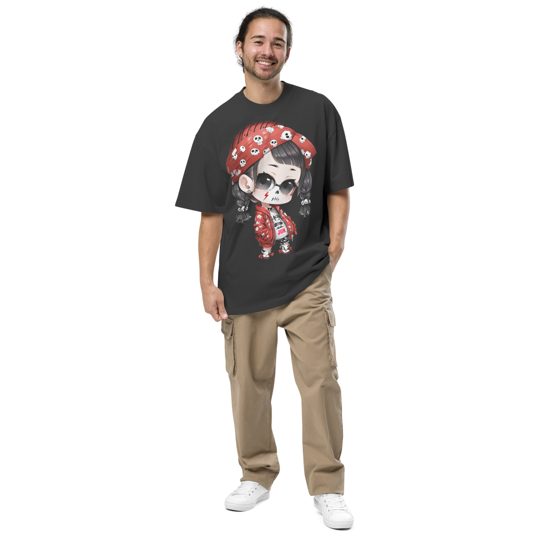 PUNK SKULL 01 Oversized Faded T-shirt