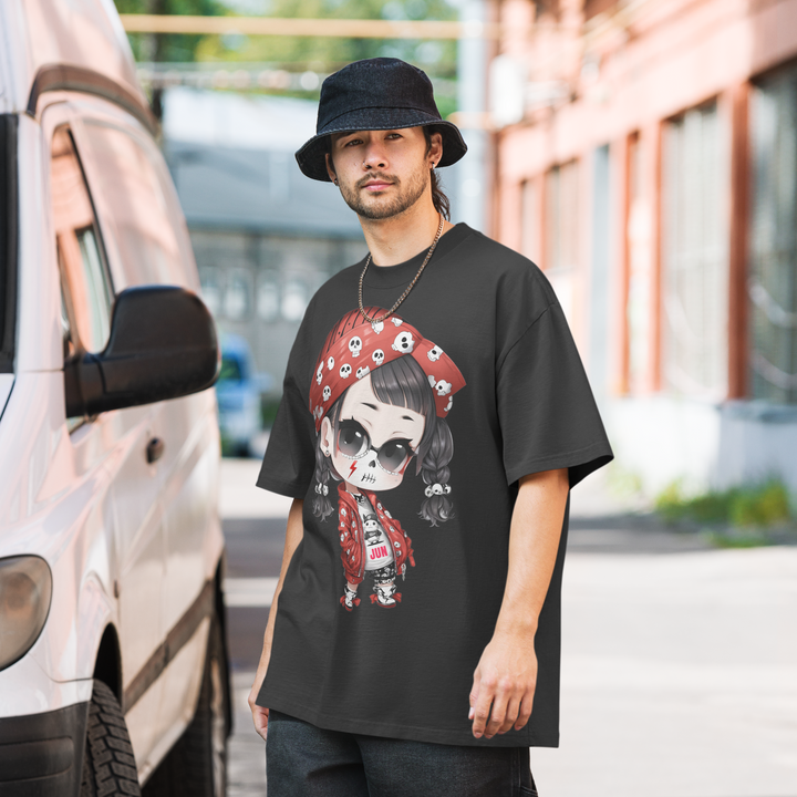 PUNK SKULL 01 Oversized Faded T-shirt