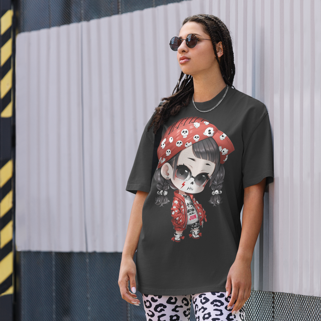 PUNK SKULL 01 Oversized Faded T-shirt