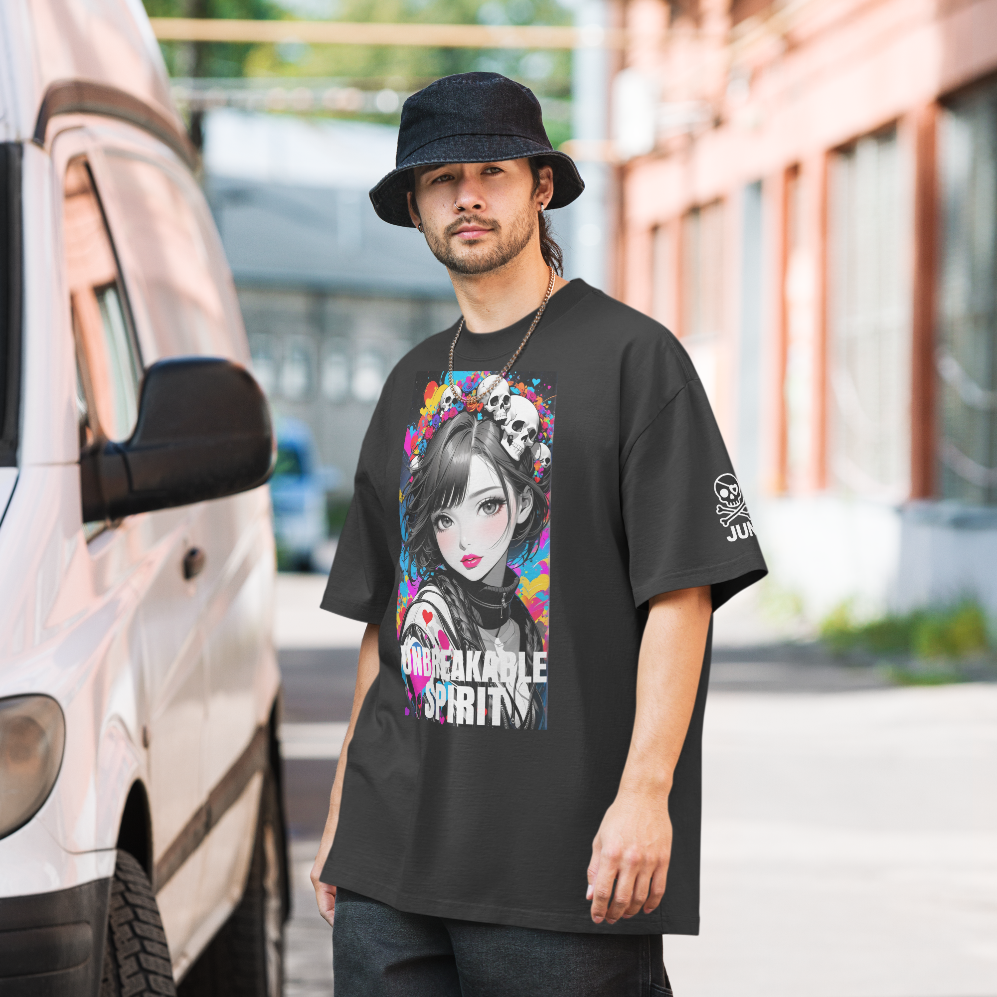 HEART REBEL ART GIRL 01 Oversized Faded T-shirt 2