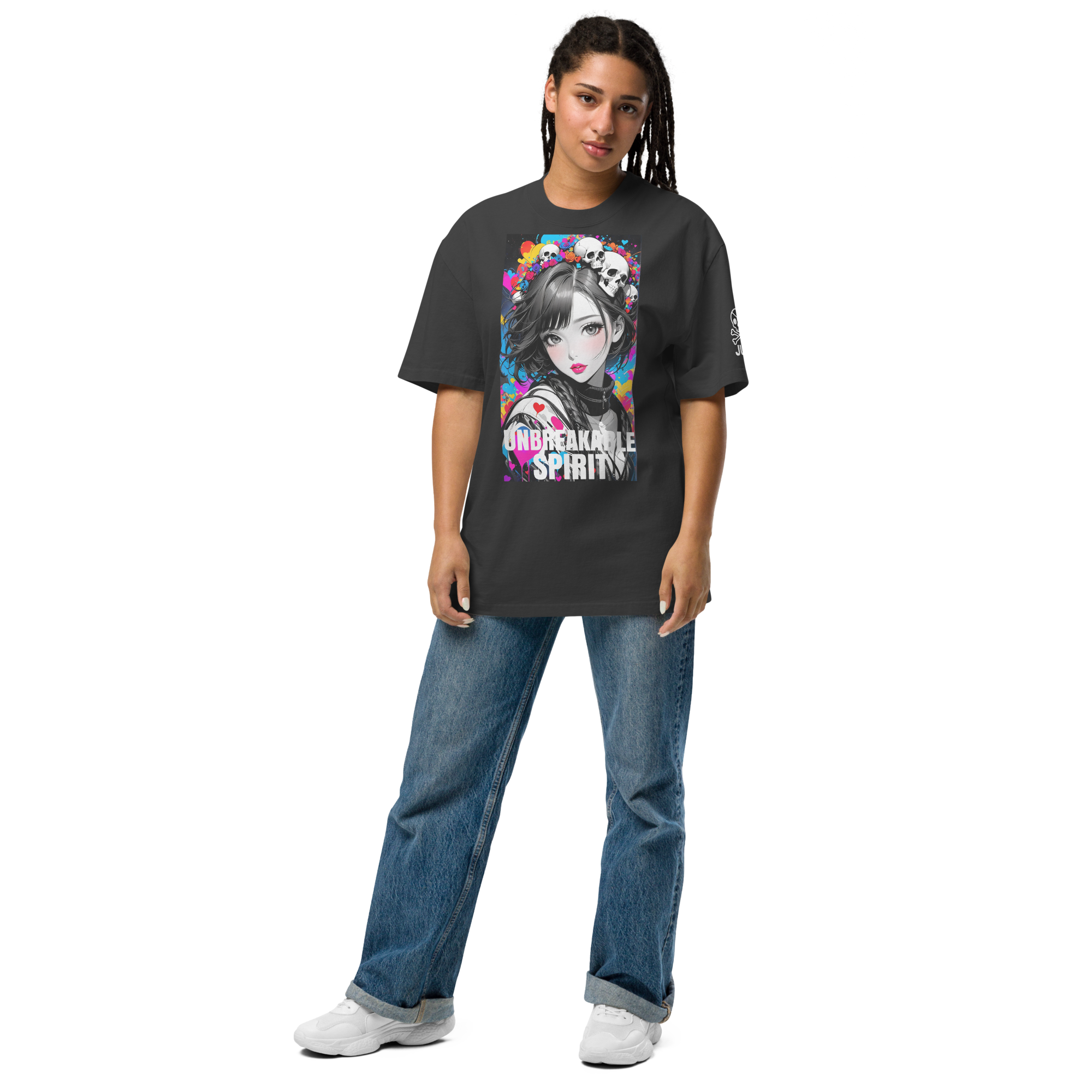 HEART REBEL ART GIRL 01 Oversized Faded T-shirt 2