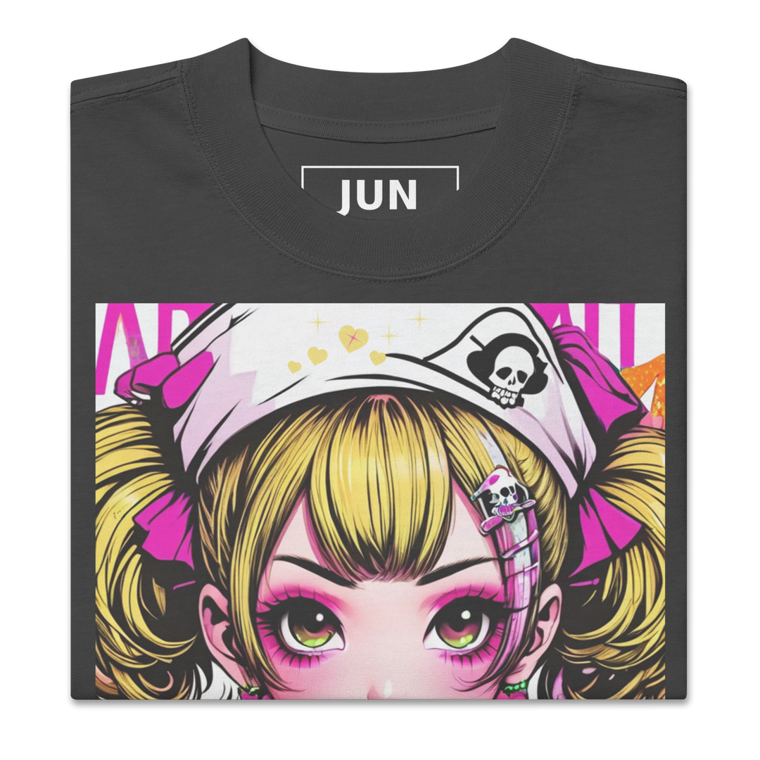 RISE ABOVE 02 – JUN ピンクスカルガール オーバーサイズTシャツ 2