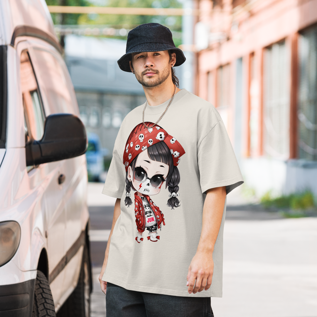 PUNK SKULL 01 Oversized Faded T-shirt