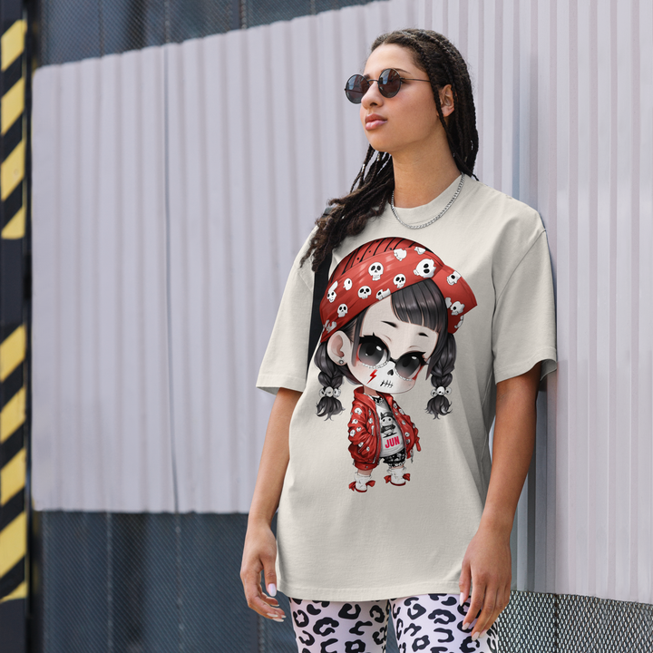 PUNK SKULL 01 Oversized Faded T-shirt