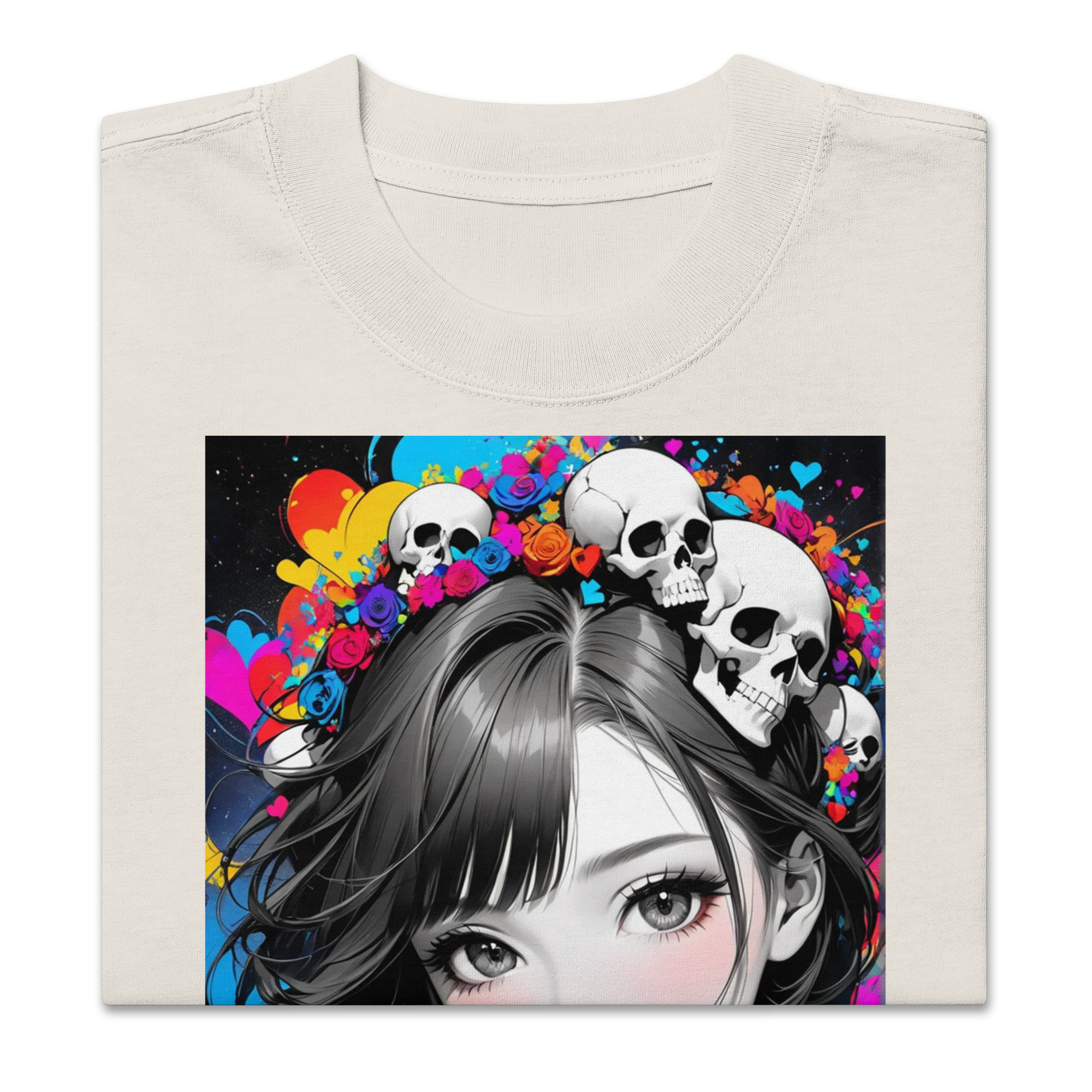 HEART REBEL ART GIRL 01 Oversized Faded T-shirt 1