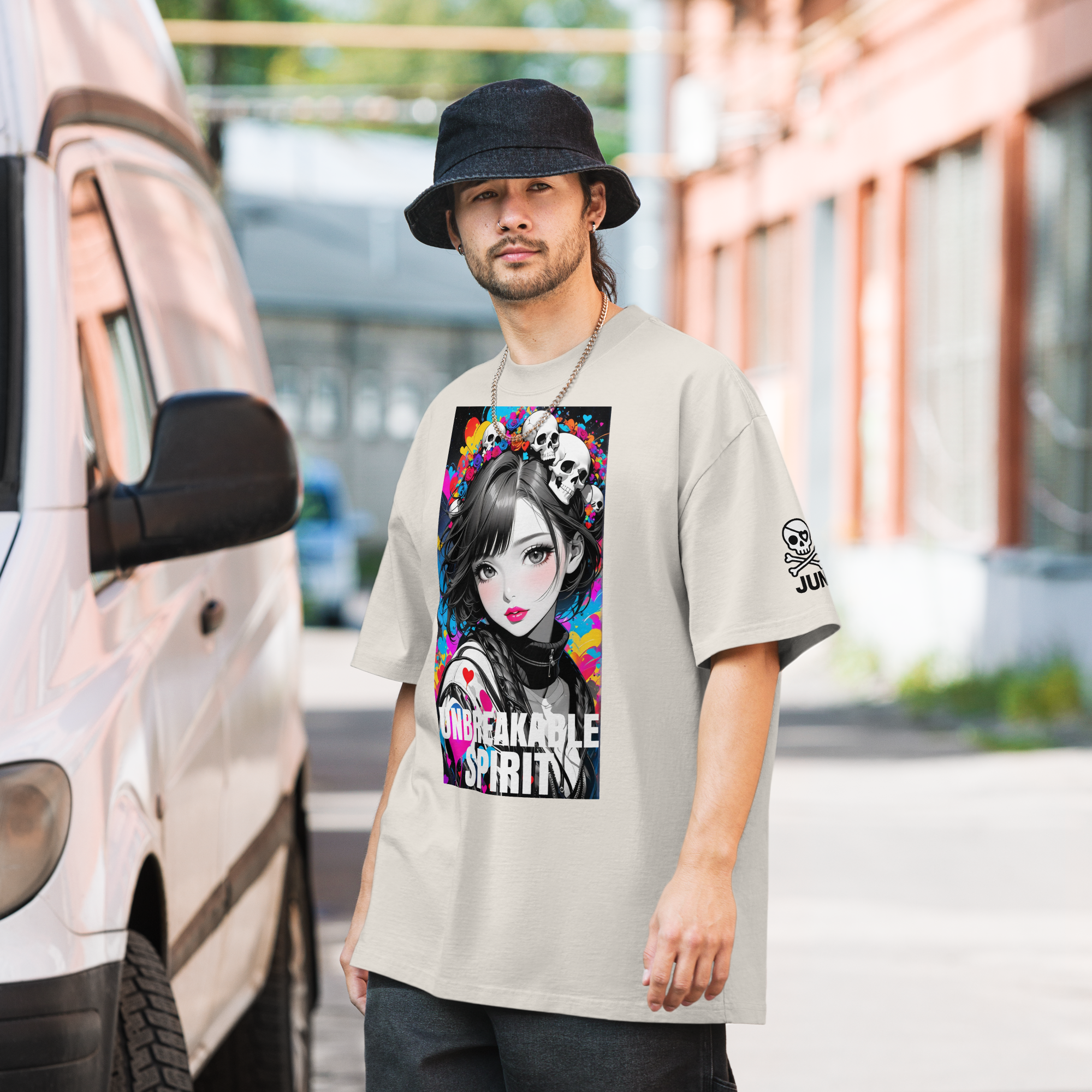 HEART REBEL ART GIRL 01 Oversized Faded T-shirt 1