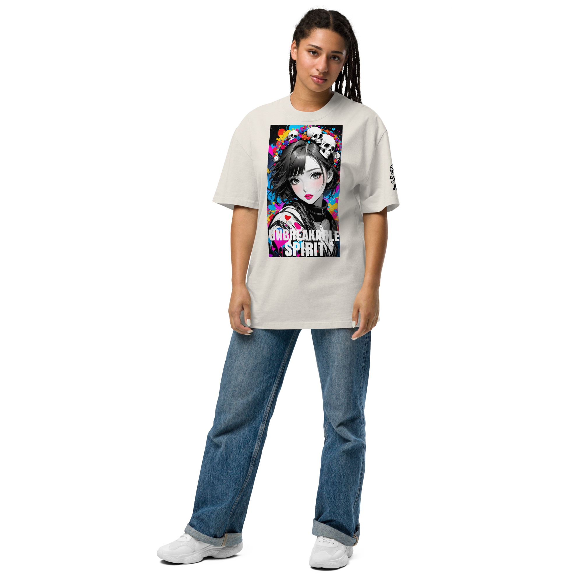 HEART REBEL ART GIRL 01 Oversized Faded T-shirt 1
