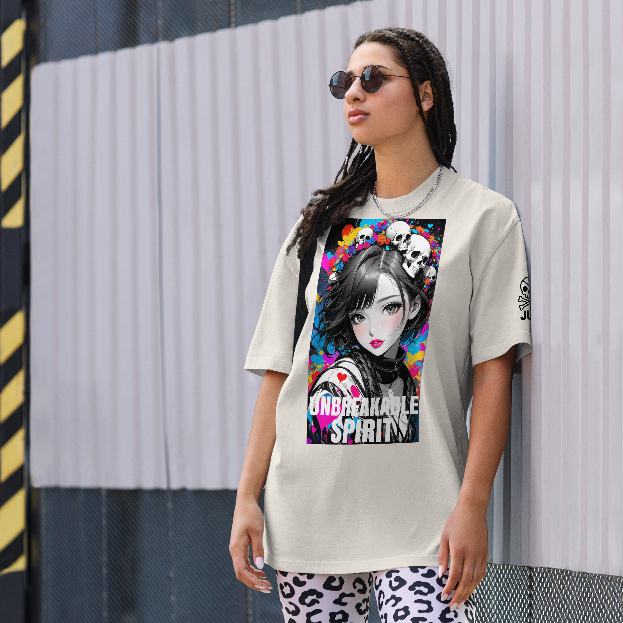 HEART REBEL ART GIRL 01 Oversized Faded T-shirt 1
