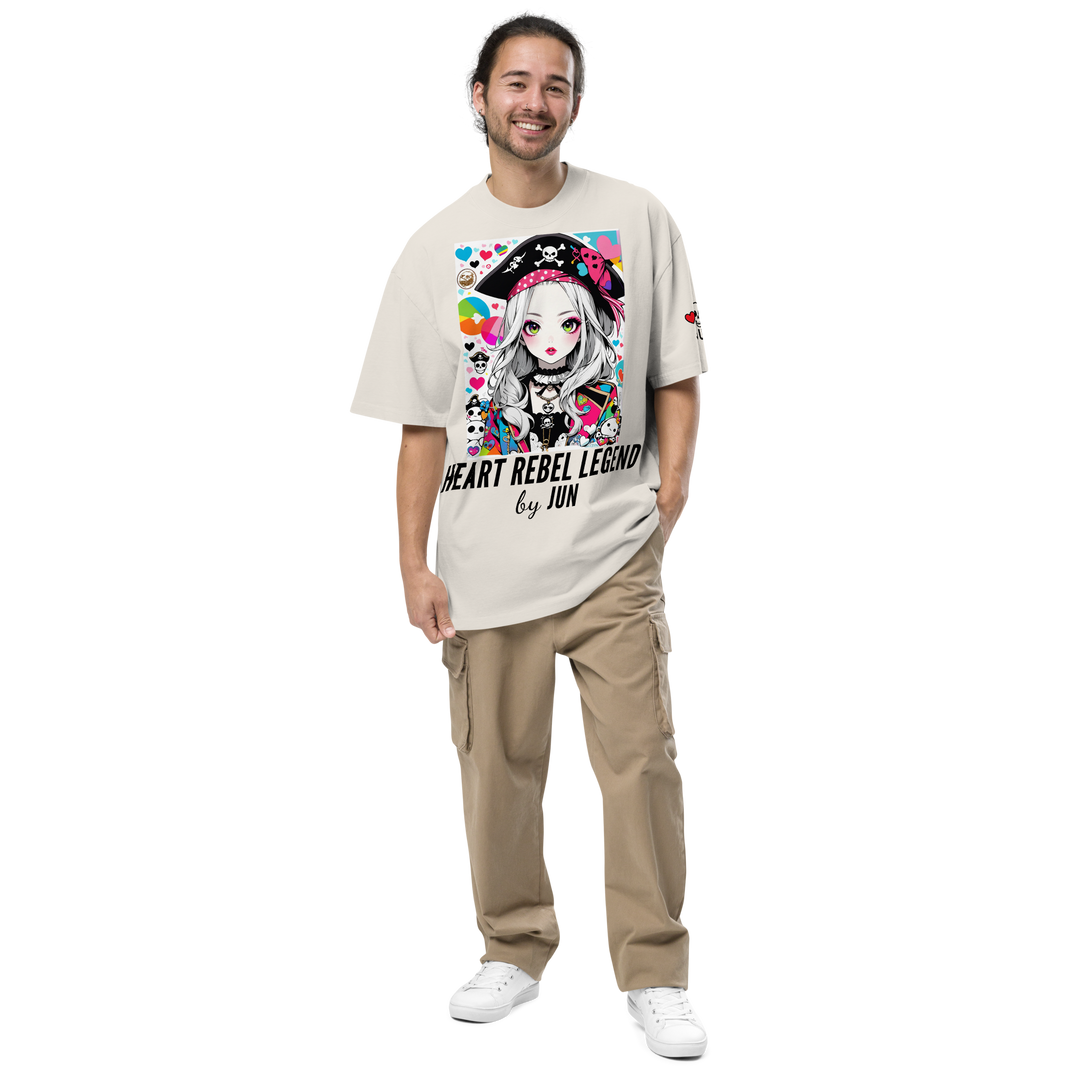 HEART REBEL LEGEND 01 Oversized Faded T-shirt 1