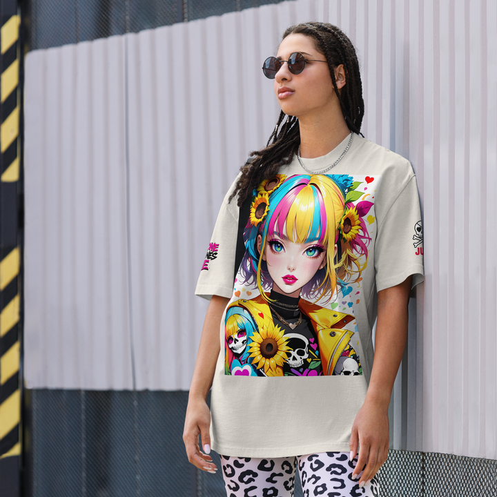 UNBREAKABLE SPIRIT 01 – Colorful Sunflower Girl Oversized Tee