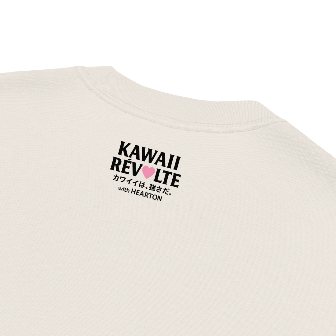 KAWAII REVOLTE – UNBREAKABLE SPIRIT 01｜Oversized Faded T-Shirt（Back Print Black）