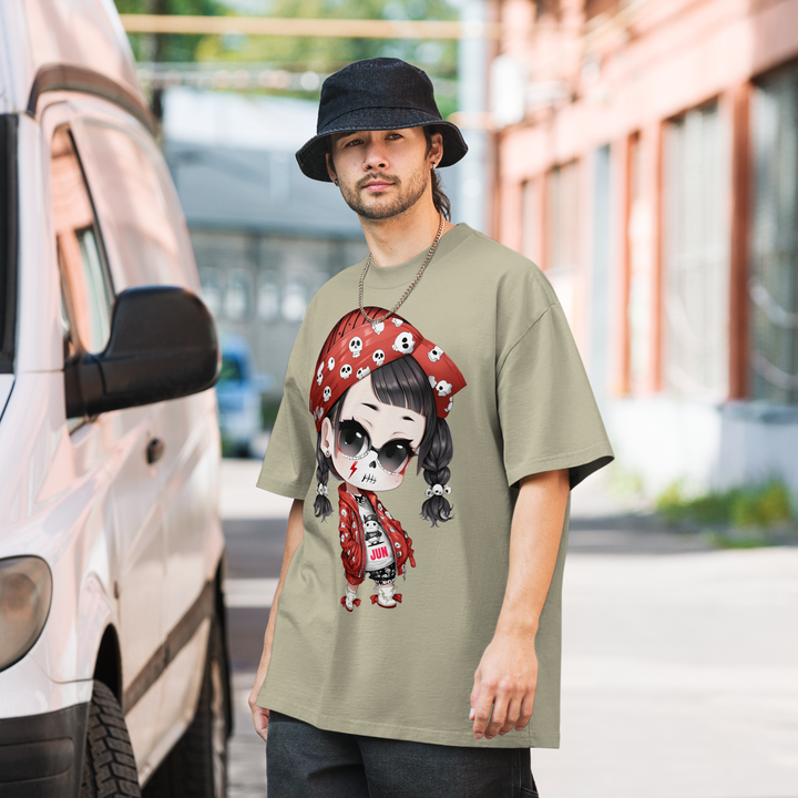 PUNK SKULL 01 Oversized Faded T-shirt