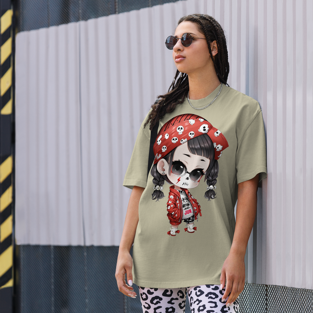 PUNK SKULL 01 Oversized Faded T-shirt