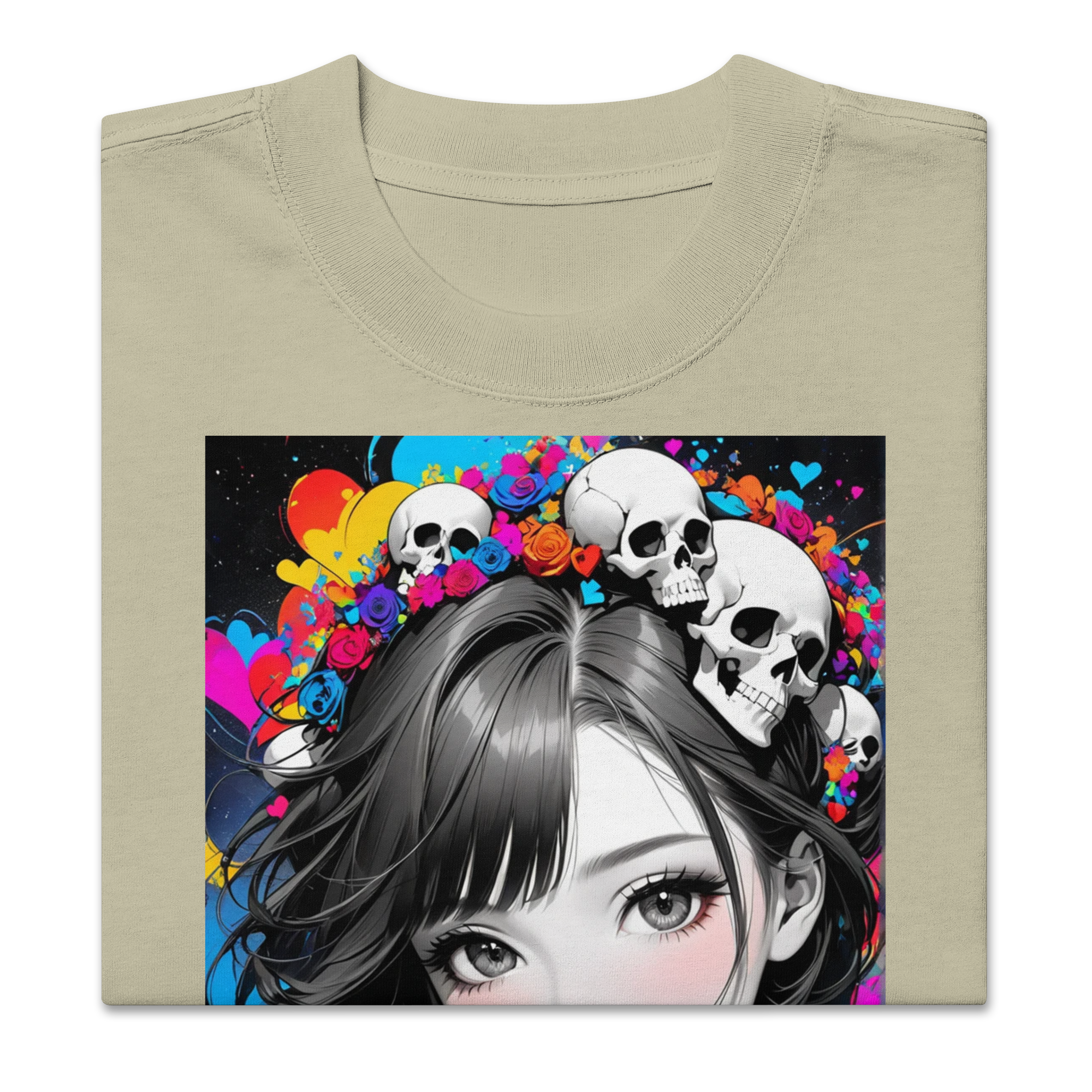 HEART REBEL ART GIRL 01 Oversized Faded T-shirt 1